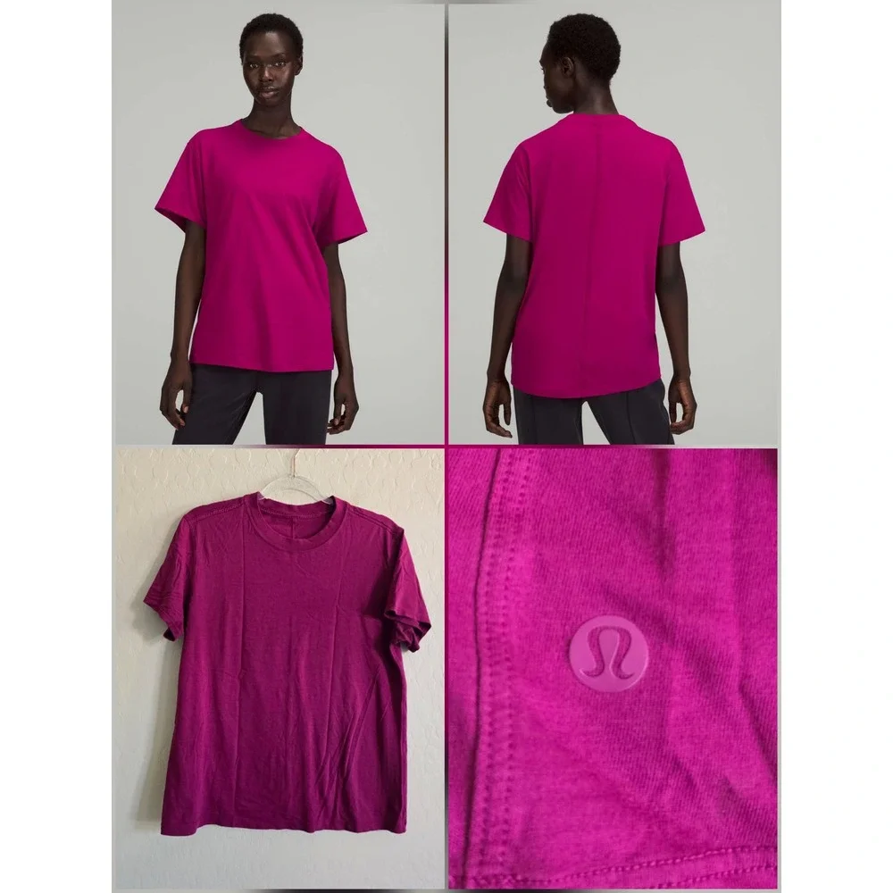 Lululemon All Yours Cotton T-shirt‎ Magenta Purple Activewear Casual Athleisure